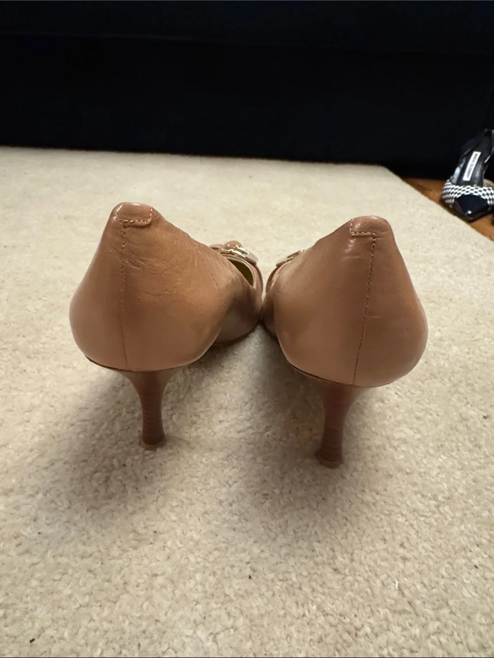Nine West Taupe Pointed-Toe Pumps with Decorative Buckle